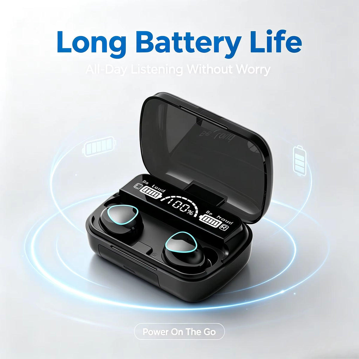 9D Stereo Surround Sound Bluetooth Earphones Sports In-Ear Wireless Headphones Featuring LED Digital Battery Display