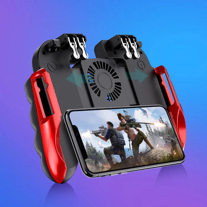 Smartphone Game Trigger Controller Joystick with Cooling Fan for FPS PUBG Iphone Ios Android Smartphone Gamepad Fan Cooler