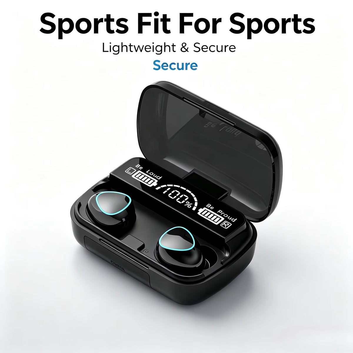 9D Stereo Surround Sound Bluetooth Earphones Sports In-Ear Wireless Headphones Featuring LED Digital Battery Display