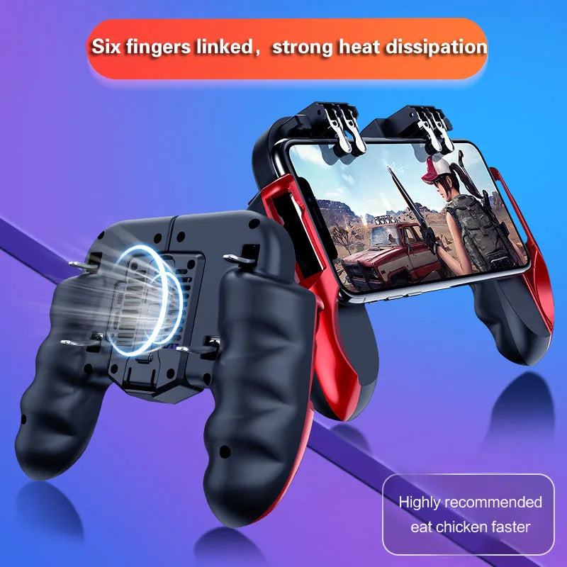 Smartphone Game Trigger Controller Joystick with Cooling Fan for FPS PUBG Iphone Ios Android Smartphone Gamepad Fan Cooler
