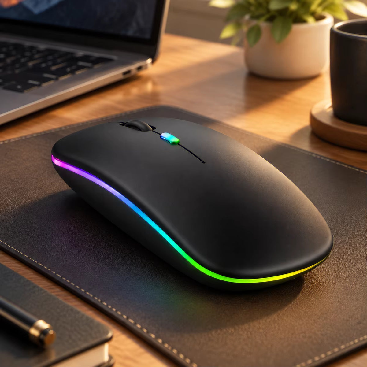 2.4Ghz Rechargeable Wireless Mouse Quiet Ergonomic 1600DPI Optical Mice with USB Receiver for Laptop PC Notebook