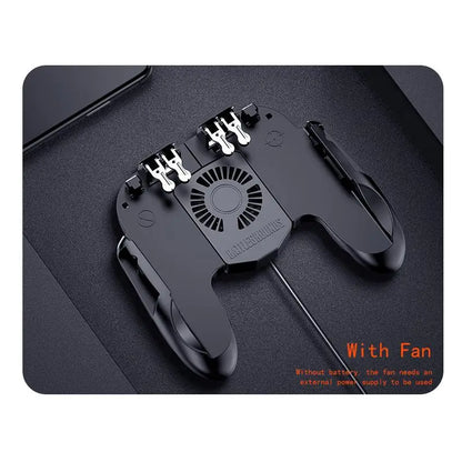 Smartphone Game Trigger Controller Joystick with Cooling Fan for FPS PUBG Iphone Ios Android Smartphone Gamepad Fan Cooler