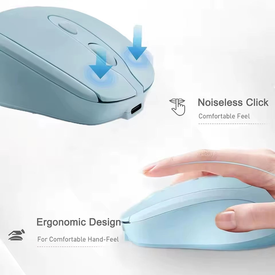 Rechargeable Wireless Computer Mouse 2.4G Bluetooth-Compatible Wireless Mouse USB Silent Gamer Mice for PC Laptop Macbook Tablet