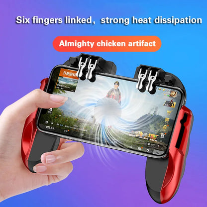 Smartphone Game Trigger Controller Joystick with Cooling Fan for FPS PUBG Iphone Ios Android Smartphone Gamepad Fan Cooler