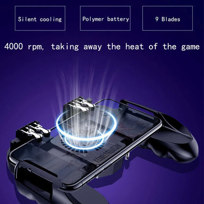 Smartphone Game Trigger Controller Joystick with Cooling Fan for FPS PUBG Iphone Ios Android Smartphone Gamepad Fan Cooler